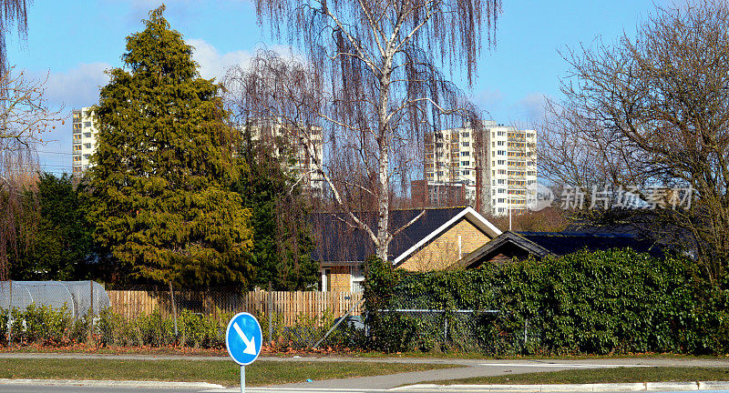 哥本哈根，Brøndby Strand，住宅区里高楼林立的别墅。